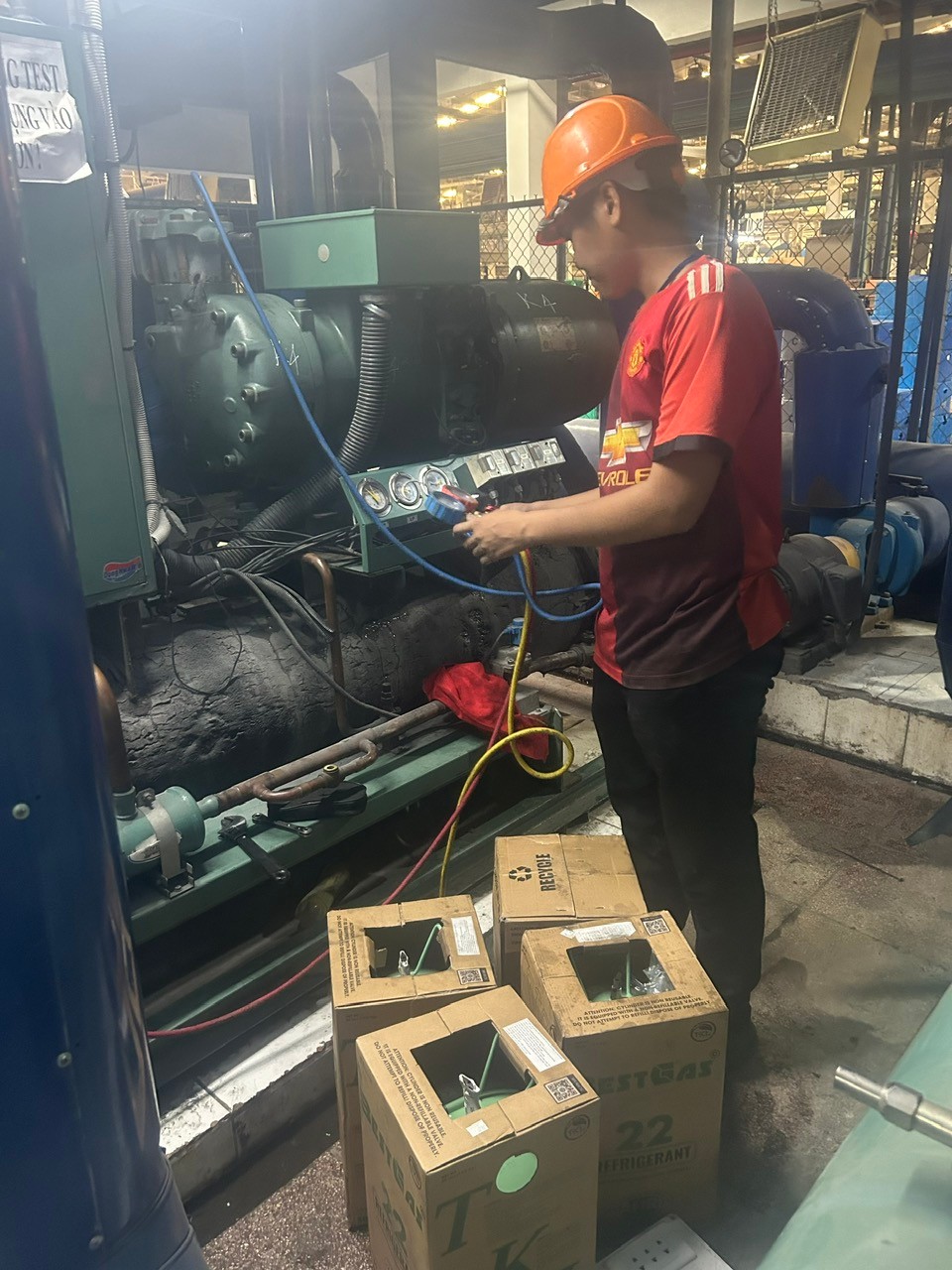 electrician working on air conditioner